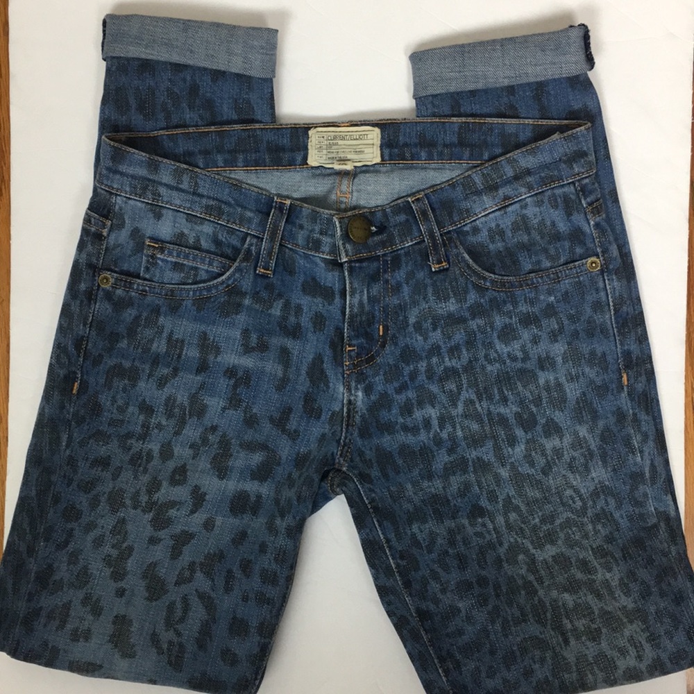 SOLD!! Current/Elliott Indigo Leopard skinny jeans - Picture 2 of 8
